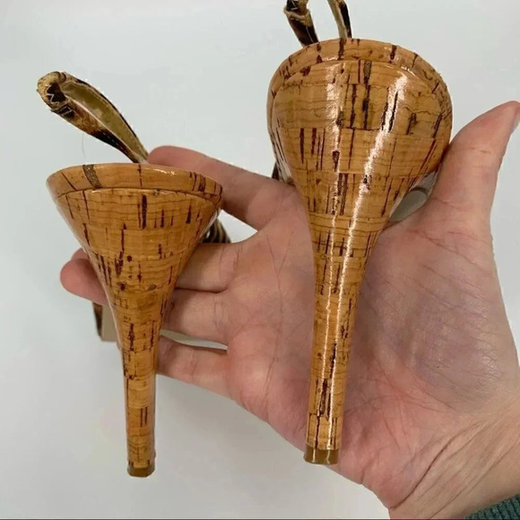 Guess womens heels size 10 brown cheetah print faux cork platform slingbacks - Picture 8 of 13